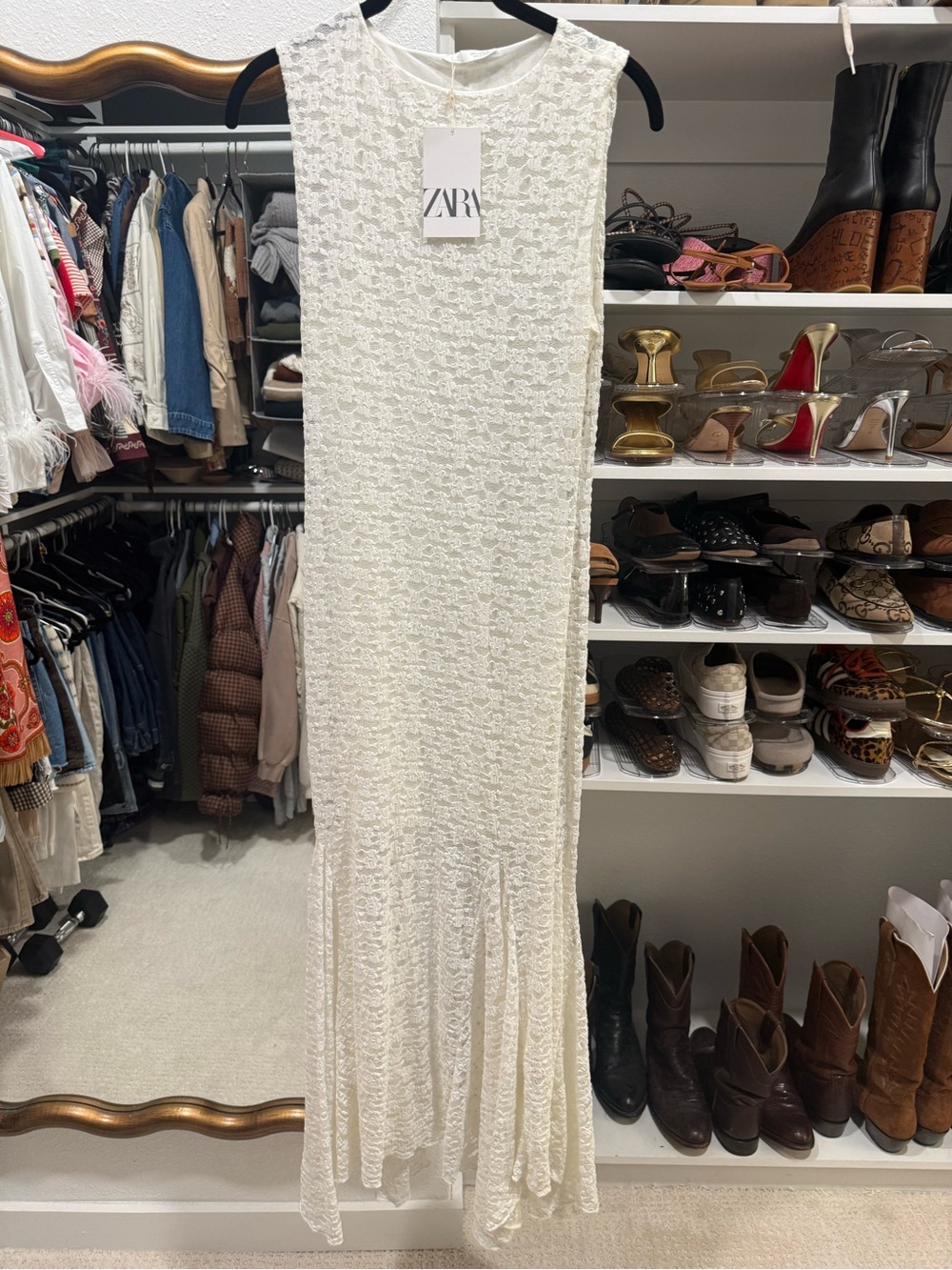 ZARA Ivory Lace Sleeveless Maxi Dress—*sold out online*